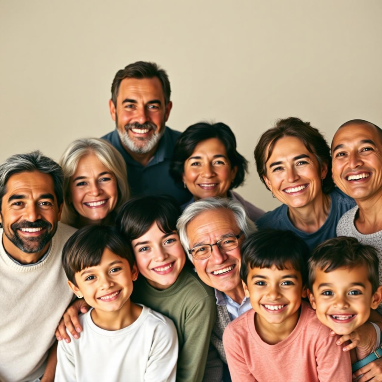 A diverse multigenerational family smiling together