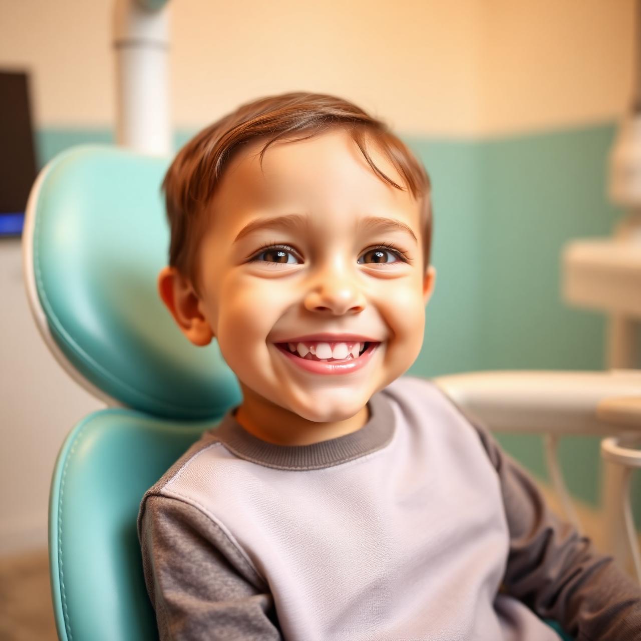 A smiling young child enjoying a relaxed dental visit