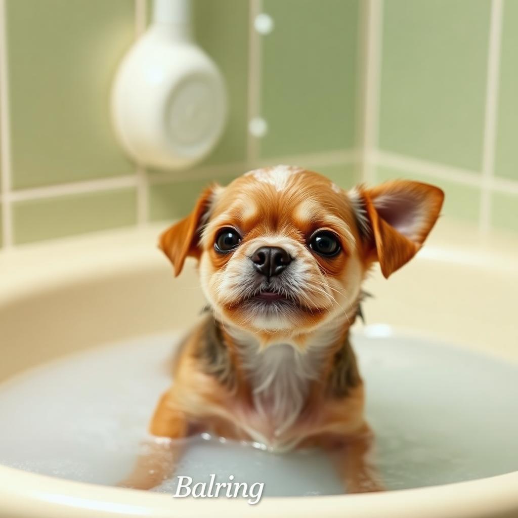 A small dog enjoying a gentle bath
