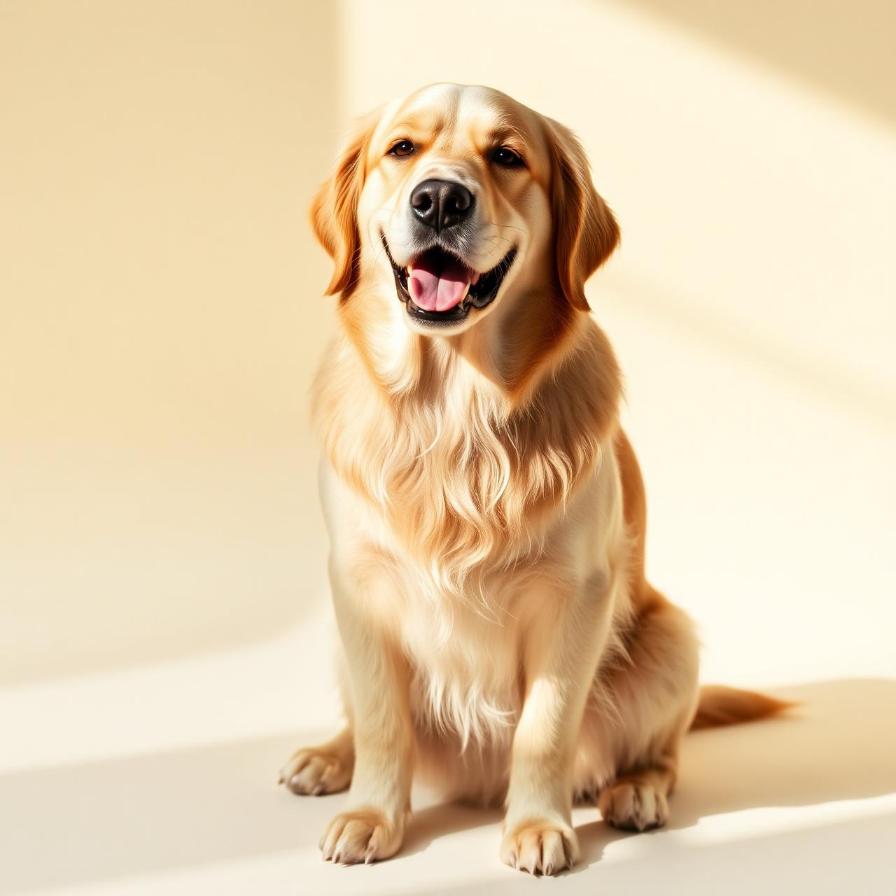 Happy freshly groomed golden retriever