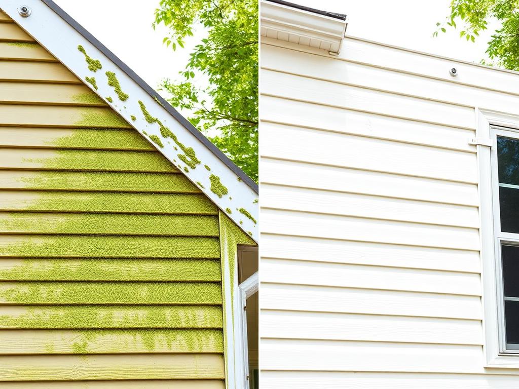 Algae-covered siding